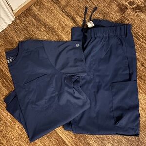 Wink Women’s Deep Blue (Navy) Cargo Pants and Scrub Tee